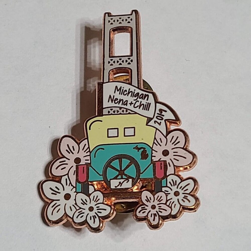 2019 Nena + Chill Michigan Mackinac Bridge Enamel Lapel Pin Mallett Nena & Co - Picture 2 of 7